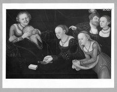 6 persons, girls playing with an old man by Lucas Cranach the Elder