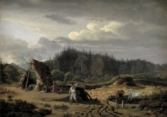 A Bog with Peat Cutters. Høsterkøb, North Zealand by Fritz Petzholdt