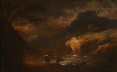 A Coastal Landscape with Fishermen in a Storm by Attributed to Adriaen van Diest