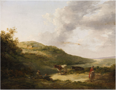 A Landscape with Figures and Cattle by George Morland