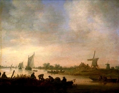 A River Scene with Fishermen by Jan van Goyen