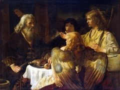 Abraham entertaining the three angels (Genesis 18:9-15) by Jan Victors