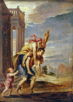 Aeneas fleeing Troy (after Andrea Schiavone) by David Teniers the Younger