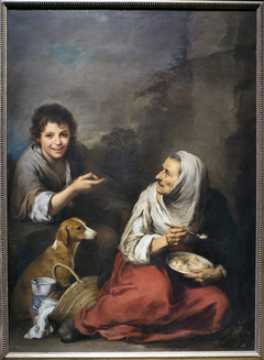 An Urchin mocking an Old Woman eating Migas by Bartolomé Esteban Murillo