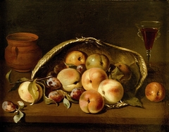 Basket with Peaches and Plums by Pedro de Camprobin