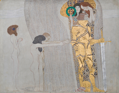 Beethoven Frieze (plate 3, left wall): Yearning for Happiness by Gustav Klimt