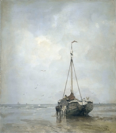 Bluff-bowed Fishing Boat on the Beach at Scheveningen by Jacob Maris