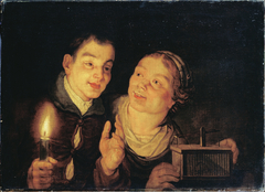 Boy with a Candle and Girl with a Mousetrap by Anonymous