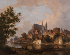 Capriccio stadsgezicht, elementen Deventer by Bartholomeus van Hove