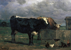 Cattle at the Trough by Constant Troyon