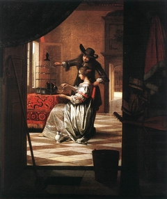 Couple with Parrot by Pieter de Hooch