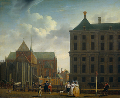 De Nieuwe Kerk met de achterkant van het Stadhuis by Isaac Ouwater