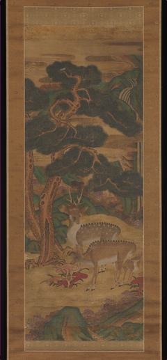 Deer amid Pine Trees by anonymous painter