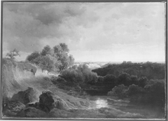 Die Amper bei Freising mit abziehendem Gewitter (Flusslandschaft im Voralpenraum bei abziehendem Gewitter) by Joseph Wenglein