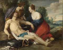 Die Heilige Irene zieht dem Heiligen Sebastian die Pfeile aus den Wunden by Theodoor Rombouts