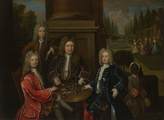 Elihu Yale seated at table with the Second Duke of Devonshire and Lord James Cavendish by Anonymous