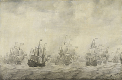 Episode from the Four Days Battle at Sea, 11-14 June 1666, in the Second Anglo-Dutch War (1665-67) by Willem van de Velde the Elder