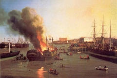 Fire in San Francisco Bay. by Charles Christian Nahl