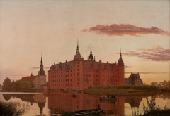 Frederiksborg Palace seen from Jægerbakken. Evening. by Christen Købke