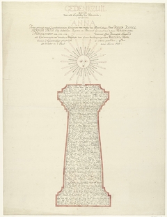 Gedenkzuil voor prinses Anna bij haar erkenning als voogdes voor Willem V, 1751 by Gerrit Kamphuysen