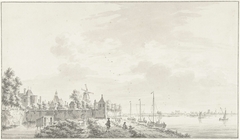 Gezicht buiten Gorinchem, met de Waterpoort by Pieter Jan van Liender