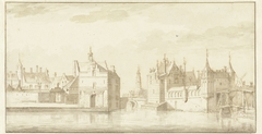 Gezicht op de Ketelpoort en de Rotterdamse Poort te Delft by Abraham Rademaker