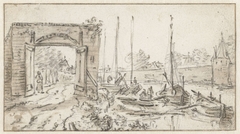 Gezicht op de stadsmuur van Utrecht by Herman Saftleven