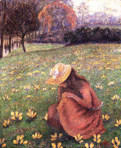 Girl Picking Flowers by Lucien Pissarro