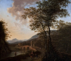 Hilly Landscape with Figures and Horses by Willem de Heusch