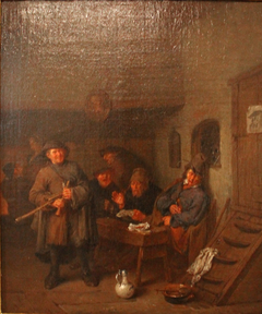 interno di osteria con suonatore di zampogna by Egbert van Heemskerk