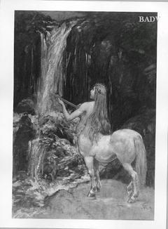 Kentaurin mit Laute am Wasserfall by Hans Thoma