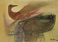 La Recontre des amis (Oiseau) by Wifredo Lam