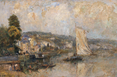 La Seine à La Bouille, environs de Rouen by Albert Lebourg