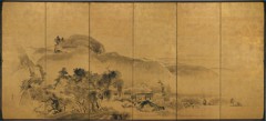 Landscape (left screen) by Watanabe Shikō