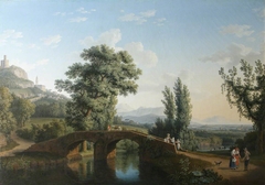 Landscape with a Bridge, with a View of Monte Sarchio by Jacob Philipp Hackert