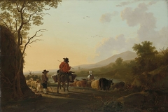 Landscape with Cattle Driver and Shepherd by Jacob van Strij