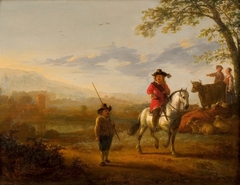 Landscape with rider, shepherds and cattle by Aelbert Cuyp