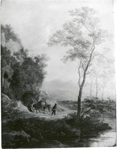 Landscape with trees and mule drivers by Jan Both