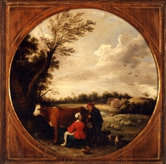 Landscape with Woman Milking a Cow and a Shepherd, by David Teniers the Younger