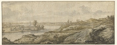 Landschap met een rivier by Aelbert Cuyp