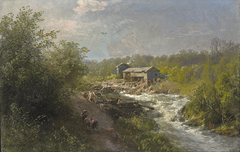 Mill by a Mountain Stream by Hermann Ottomar Herzog