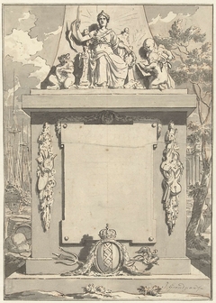 Monument met attributen van Amsterdam, de koopvaart en de kunsten by Jean Grandjean