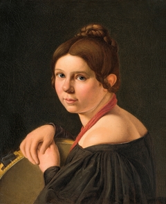 Mrs. Marie Lehmann (1821-1849), born Puggaard, as Italian woman with tambourine by Albert Küchler