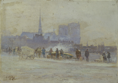 Notre-Dame, vue du quai de l'Hôtel-de-Ville by Eugène Louis Gillot