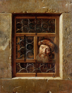 Old man in a window by Samuel van Hoogstraten