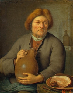 Old Peasant Holding a Jug by Frans van Mieris the Younger