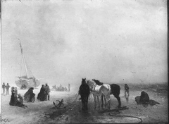 Paarden aan het strand by Charles Rochussen