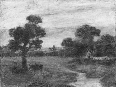 Pasture at Evening by Formerly attributed to Albert Pinkham Ryder