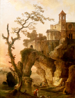 Paysage fantaisie. by Hubert Robert