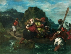 Pirates africains enlevant une jeune femme by Eugène Delacroix